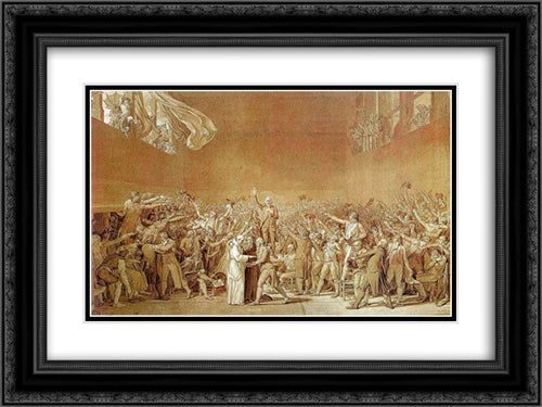 The Oath of the Tennis Court 24x18 Black Ornate Wood Framed Art Print Poster with Double Matting by David, Jacques Louis