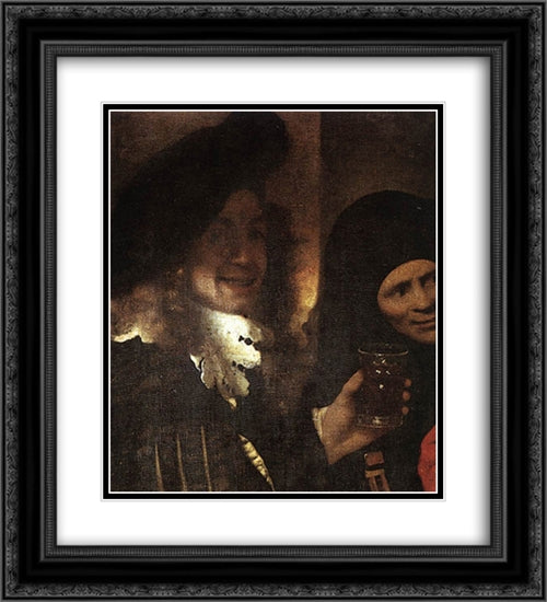 The Procuress [detail: 2] 20x22 Black Ornate Wood Framed Art Print Poster with Double Matting by Vermeer, Johannes