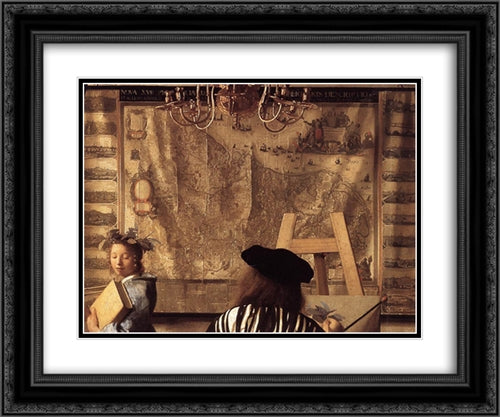 The Art of Painting [detail: 1] 24x20 Black Ornate Wood Framed Art Print Poster with Double Matting by Vermeer, Johannes