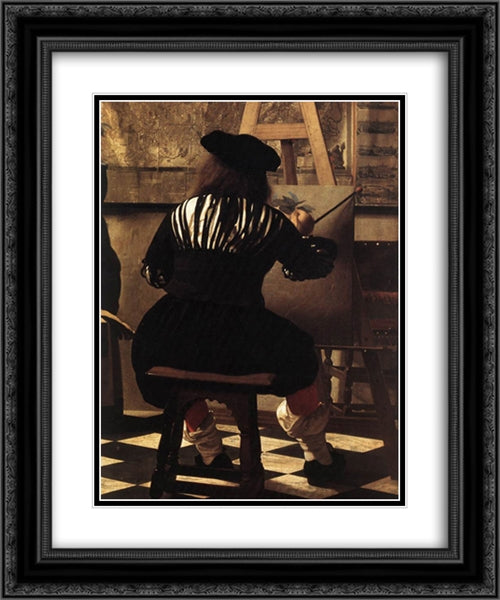 The Art of Painting [detail: 3] 20x24 Black Ornate Wood Framed Art Print Poster with Double Matting by Vermeer, Johannes