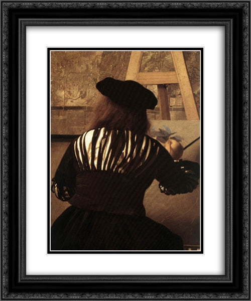 The Art of Painting [detail: 4] 20x24 Black Ornate Wood Framed Art Print Poster with Double Matting by Vermeer, Johannes