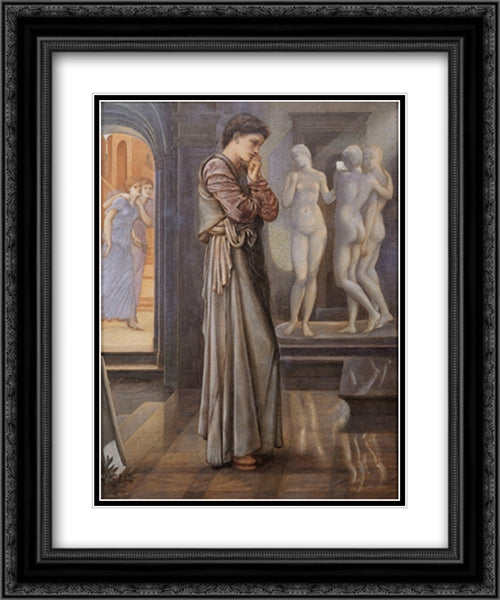 Pygmalion and the Image: I - The Heart Desires 20x24 Black Ornate Wood Framed Art Print Poster with Double Matting by Burne Jones, Edward