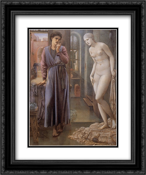 Pygmalion and the Image: II - The Hand Refrains 20x24 Black Ornate Wood Framed Art Print Poster with Double Matting by Burne Jones, Edward