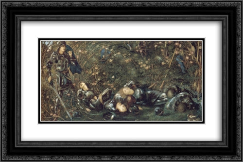 The Briar Rose I : The Briar Wood 24x16 Black Ornate Wood Framed Art Print Poster with Double Matting by Burne Jones, Edward