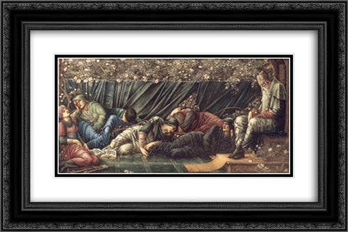 The Briar Rose II : The Council Chamber 24x16 Black Ornate Wood Framed Art Print Poster with Double Matting by Burne Jones, Edward