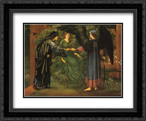 The Heart of the Rose 24x20 Black Ornate Wood Framed Art Print Poster with Double Matting by Burne Jones, Edward