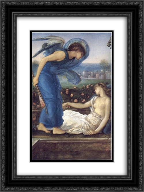 Cupid Finding Psyche 18x24 Black Ornate Wood Framed Art Print Poster with Double Matting by Burne Jones, Edward