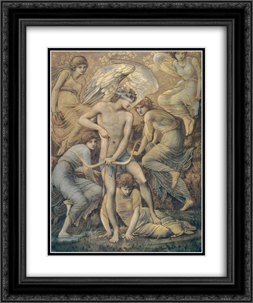 Cupid's Hunting Fields 20x24 Black Ornate Wood Framed Art Print Poster with Double Matting by Burne Jones, Edward