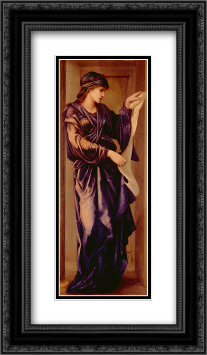 A Sibyl 14x24 Black Ornate Wood Framed Art Print Poster with Double Matting by Burne Jones, Edward