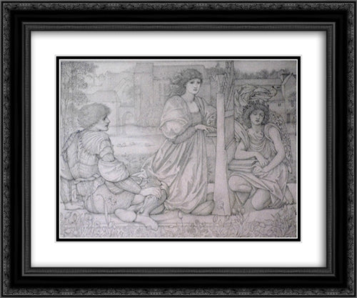 Chant d'Amour 24x20 Black Ornate Wood Framed Art Print Poster with Double Matting by Burne Jones, Edward