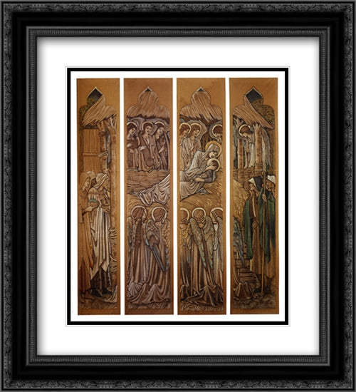 The Nativity, Cartoons For Stained Glass At St. David's Church, Hawarden 20x22 Black Ornate Wood Framed Art Print Poster with Double Matting by Burne Jones, Edward