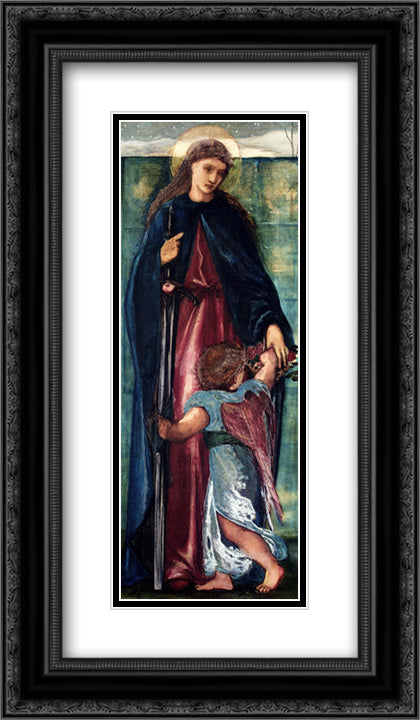 Saint Dorothy 14x24 Black Ornate Wood Framed Art Print Poster with Double Matting by Burne Jones, Edward