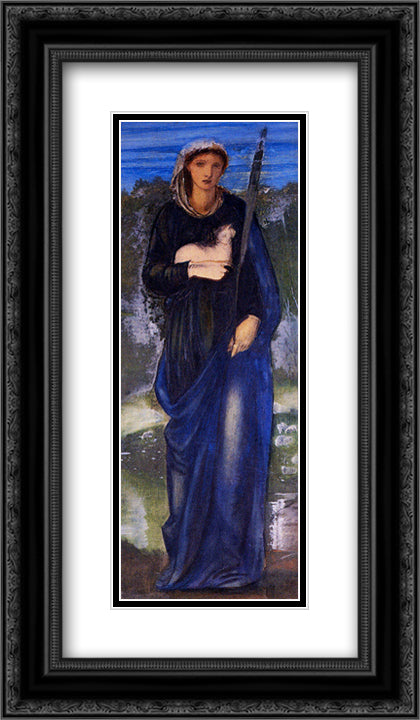 St. Agnes 14x24 Black Ornate Wood Framed Art Print Poster with Double Matting by Burne Jones, Edward