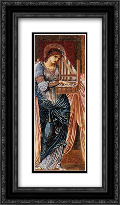 St. Cecilia 14x24 Black Ornate Wood Framed Art Print Poster with Double Matting by Burne Jones, Edward