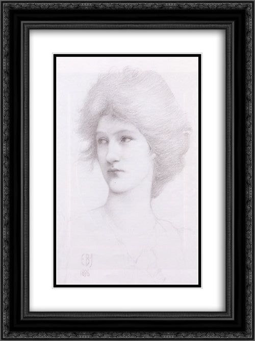 Portrait Study of Olive Maxse 18x24 Black Ornate Wood Framed Art Print Poster with Double Matting by Burne Jones, Edward