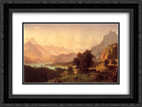 Bernese Alps 24x18 Black Ornate Wood Framed Art Print Poster with Double Matting by Bierstadt, Albert