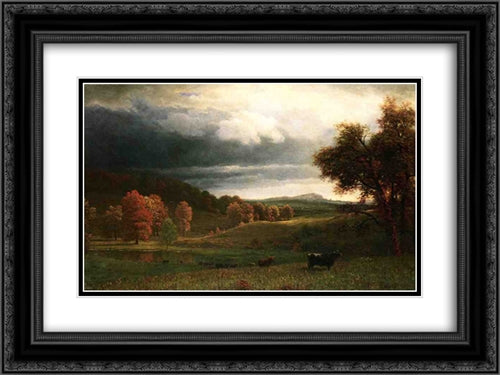 Autumn Landscape: The Catskills 24x18 Black Ornate Wood Framed Art Print Poster with Double Matting by Bierstadt, Albert