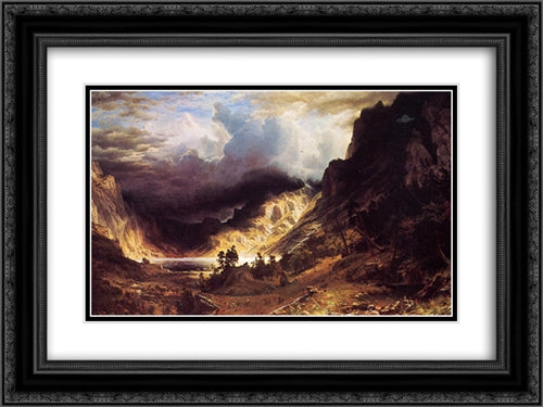 A Storm in the Rocky Mountains, Mr. Rosalie 24x18 Black Ornate Wood Framed Art Print Poster with Double Matting by Bierstadt, Albert