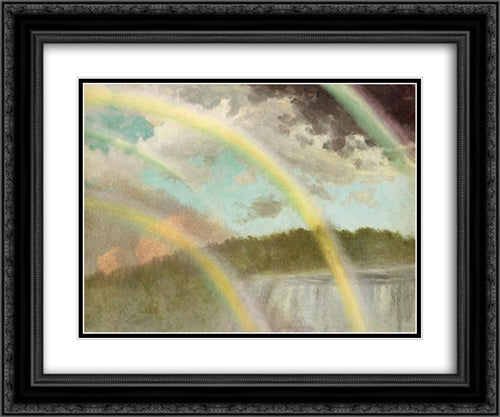 Four Rainbows over Niagara Falls 24x20 Black Ornate Wood Framed Art Print Poster with Double Matting by Bierstadt, Albert