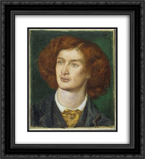 Algernon Charles Swinburne 20x22 Black Ornate Wood Framed Art Print Poster with Double Matting by Rossetti, Dante Gabriel