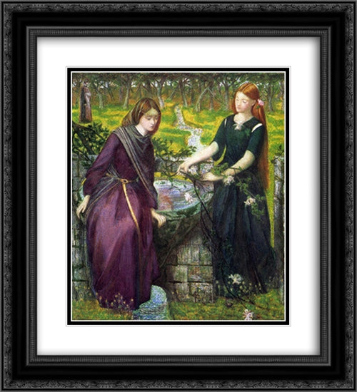 Dante's Vision of Rachel and Leah 20x22 Black Ornate Wood Framed Art Print Poster with Double Matting by Rossetti, Dante Gabriel