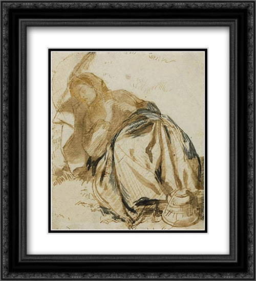 Elizabeth Siddal 20x22 Black Ornate Wood Framed Art Print Poster with Double Matting by Rossetti, Dante Gabriel