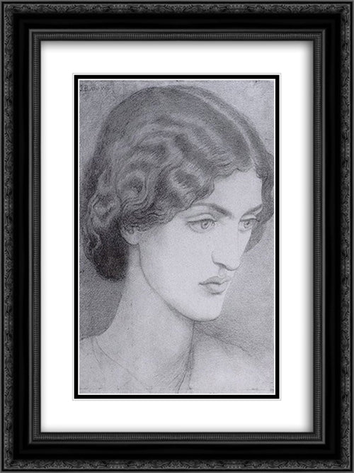 Jane Burden 18x24 Black Ornate Wood Framed Art Print Poster with Double Matting by Rossetti, Dante Gabriel