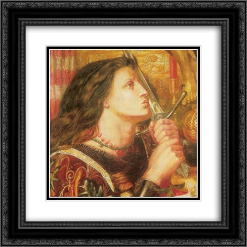 Joan of Arc 20x20 Black Ornate Wood Framed Art Print Poster with Double Matting by Rossetti, Dante Gabriel