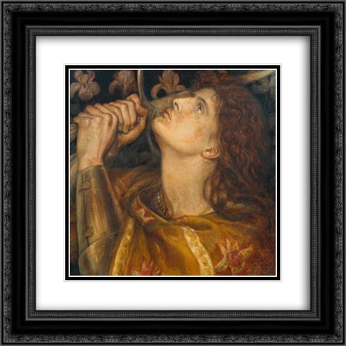 Joan of Arc 20x20 Black Ornate Wood Framed Art Print Poster with Double Matting by Rossetti, Dante Gabriel