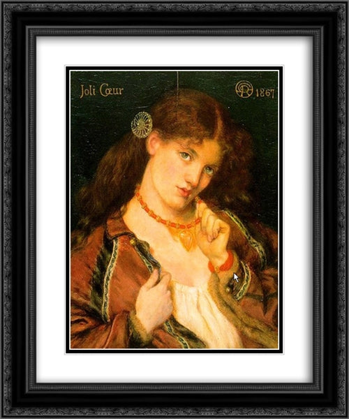 Joli Coeur 20x24 Black Ornate Wood Framed Art Print Poster with Double Matting by Rossetti, Dante Gabriel