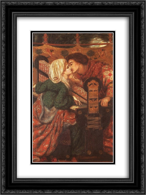 King Rene's Honeymoon 18x24 Black Ornate Wood Framed Art Print Poster with Double Matting by Rossetti, Dante Gabriel