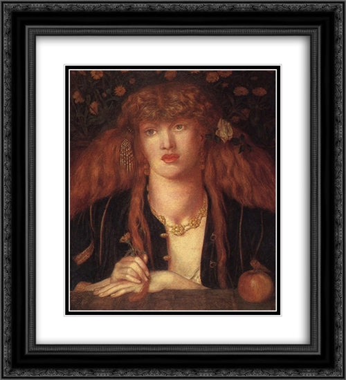 La Bionda del Balcone 20x22 Black Ornate Wood Framed Art Print Poster with Double Matting by Rossetti, Dante Gabriel