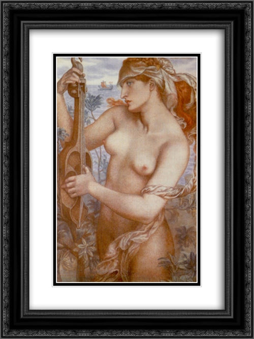 Ligeia Siren 18x24 Black Ornate Wood Framed Art Print Poster with Double Matting by Rossetti, Dante Gabriel