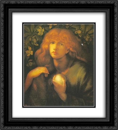 Mary Magdalen 20x22 Black Ornate Wood Framed Art Print Poster with Double Matting by Rossetti, Dante Gabriel