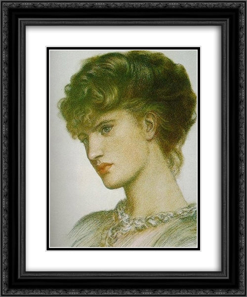 Portrait of a Lady 20x24 Black Ornate Wood Framed Art Print Poster with Double Matting by Rossetti, Dante Gabriel