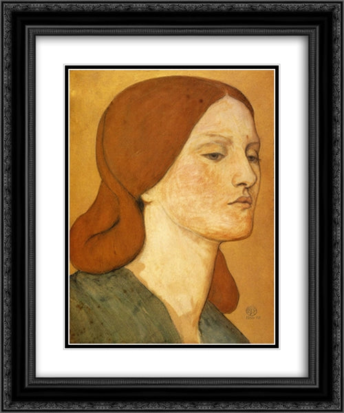 Portrait of Elizabeth Siddal 20x24 Black Ornate Wood Framed Art Print Poster with Double Matting by Rossetti, Dante Gabriel