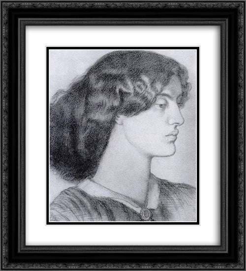 Portrait of Jane Morris 20x22 Black Ornate Wood Framed Art Print Poster with Double Matting by Rossetti, Dante Gabriel