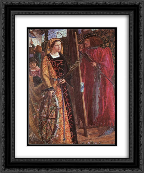 Saint Catherine 20x24 Black Ornate Wood Framed Art Print Poster with Double Matting by Rossetti, Dante Gabriel