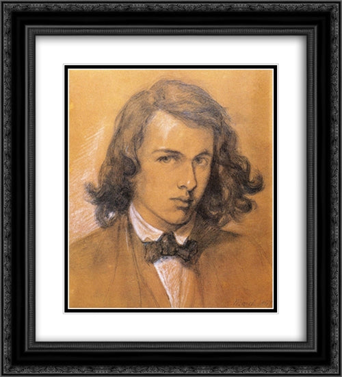 Self Portrait 20x22 Black Ornate Wood Framed Art Print Poster with Double Matting by Rossetti, Dante Gabriel