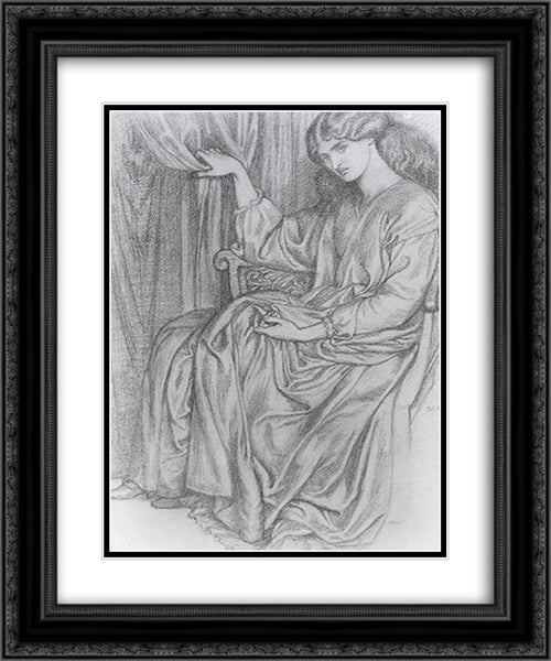 Silence 20x24 Black Ornate Wood Framed Art Print Poster with Double Matting by Rossetti, Dante Gabriel