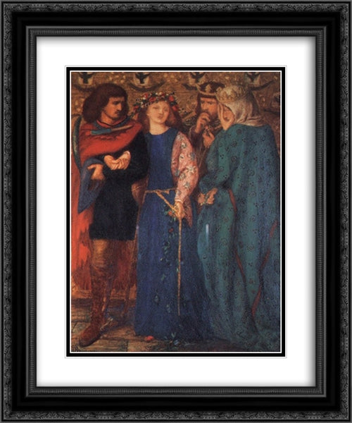 The First Madness of Ophelia 20x24 Black Ornate Wood Framed Art Print Poster with Double Matting by Rossetti, Dante Gabriel