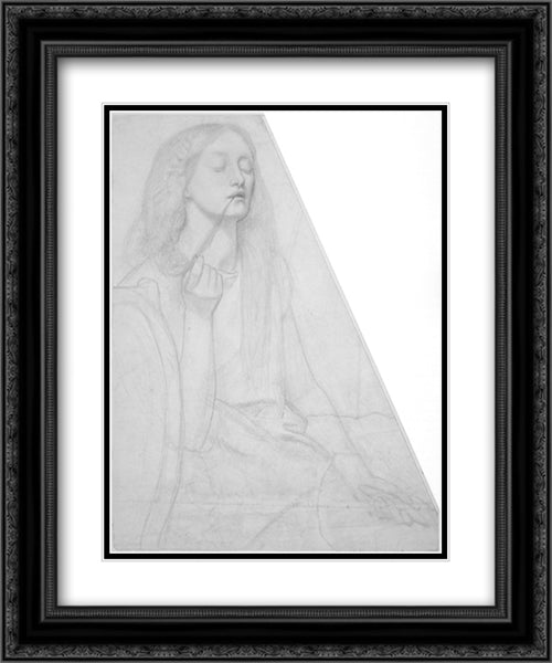 The Return of Tibullus to Delia: study for Delia 20x24 Black Ornate Wood Framed Art Print Poster with Double Matting by Rossetti, Dante Gabriel