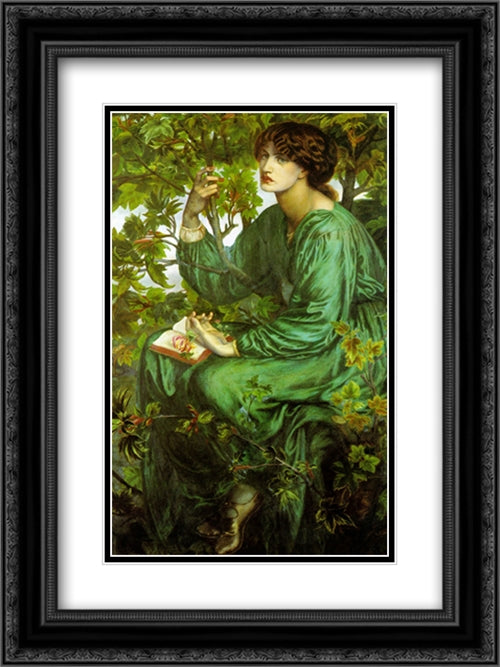 The Day Dream 18x24 Black Ornate Wood Framed Art Print Poster with Double Matting by Rossetti, Dante Gabriel