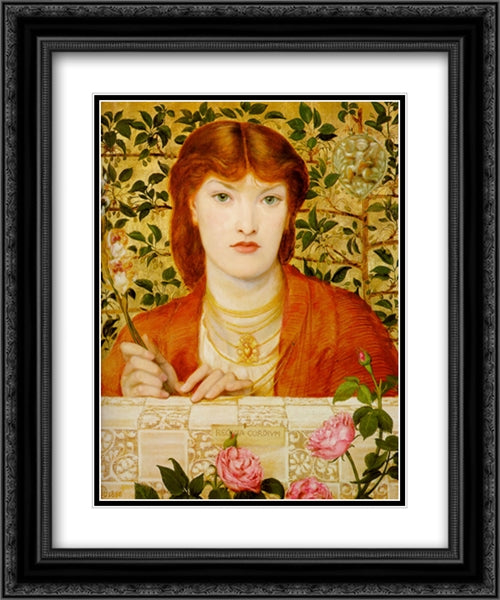 Regina Cordium 20x24 Black Ornate Wood Framed Art Print Poster with Double Matting by Rossetti, Dante Gabriel