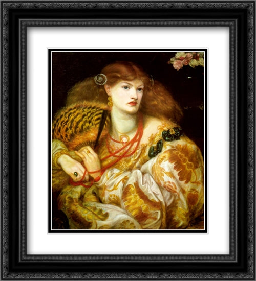 Monna Vanna 20x22 Black Ornate Wood Framed Art Print Poster with Double Matting by Rossetti, Dante Gabriel