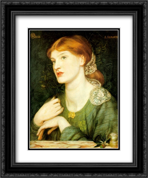 Il Ramoscello 20x24 Black Ornate Wood Framed Art Print Poster with Double Matting by Rossetti, Dante Gabriel