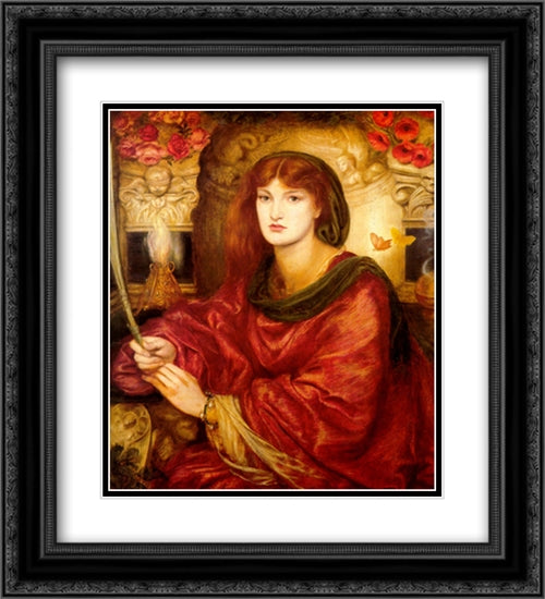 Sybilla Palmifera 20x22 Black Ornate Wood Framed Art Print Poster with Double Matting by Rossetti, Dante Gabriel