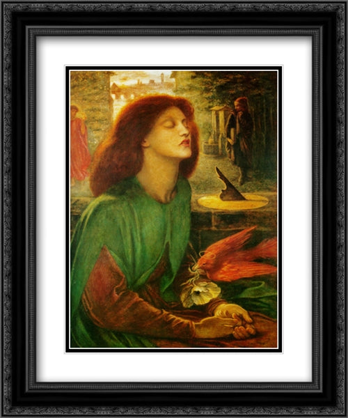 Blessed Beatrice 20x24 Black Ornate Wood Framed Art Print Poster with Double Matting by Rossetti, Dante Gabriel