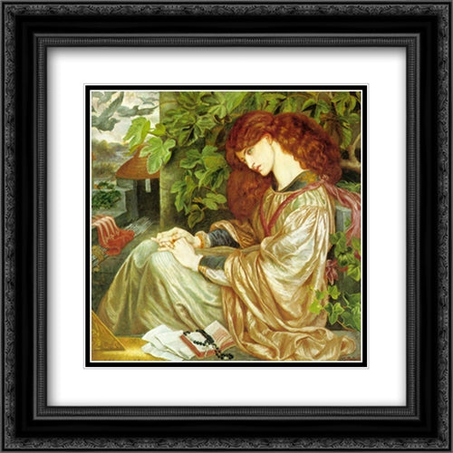 La Pia de' Tolomei 20x20 Black Ornate Wood Framed Art Print Poster with Double Matting by Rossetti, Dante Gabriel