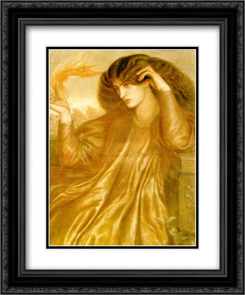 The Lady of the Flame 20x24 Black Ornate Wood Framed Art Print Poster with Double Matting by Rossetti, Dante Gabriel